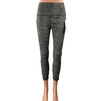 NEW Varley Let's Go Super High 25 Womens Green Black Snakeskin Leggings Pants L