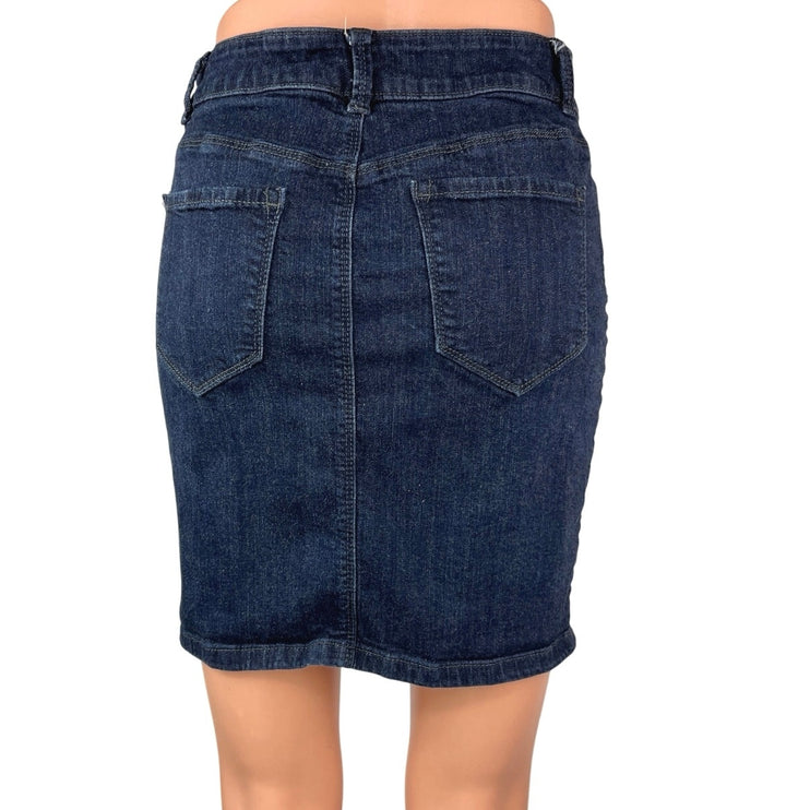 Ann Taylor Blue Dark Wash Straight Pencil Mini Casual Denim Jeans Skirt Size 4