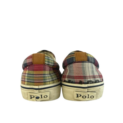 Polo Ralph Lauren Keaton Multicolor Plaid Slip On Round Toe Sneakers Shoes Sz 11