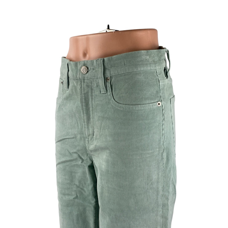 J.Crew Vintage Slim Straight Women's Green Corduroy High Rise Trousers Pants 28