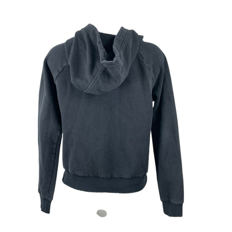 Pink Victoria's Secret Women's Black Zip Up Hoodie Hooded Sweatshirt Top Size S