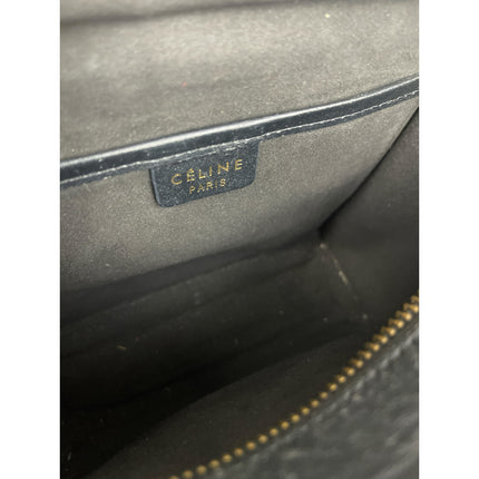 Celine Nano Luggage Black Leather Wing-Side Mini Handheld Crossbody Handbag