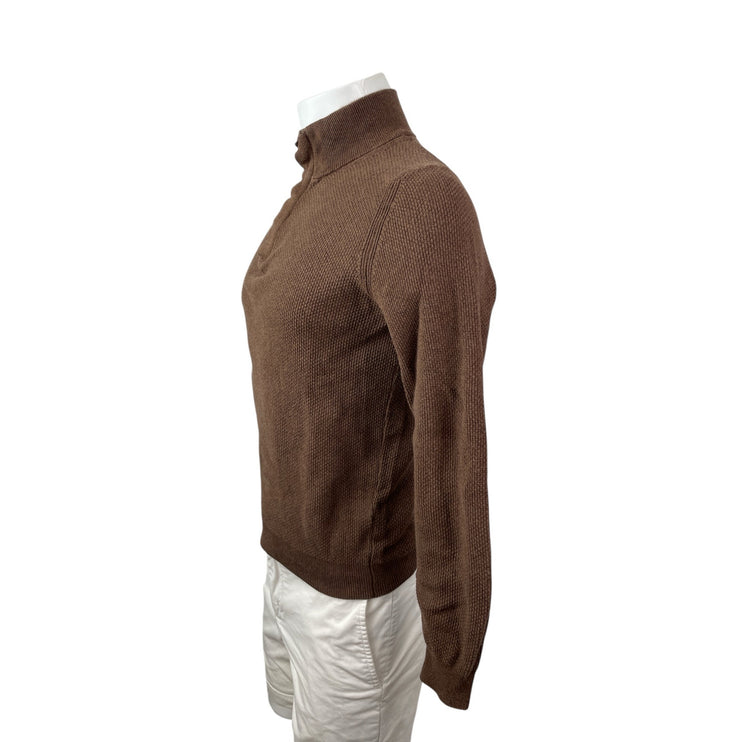 Massimo Dutti Men's Brown Cashmere 1/4 Zip Waffle Knit Long Sleeve Sweater Sz S