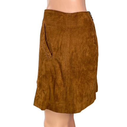 BlankNYC Women's Tan 100% Leather High Waist Pocket Slit Straight Mini Skirt 27