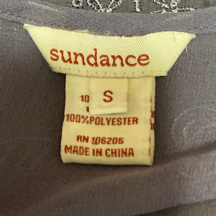 Sundance Dusty Purple Short Sleeve Embroidered Floral Shift Mini Dress Size S