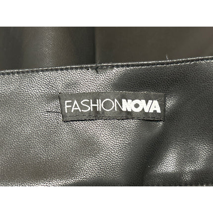 Fashion Nova Black Faux Vegan Leather Studded Ring Mini High Waist Shorts Size S