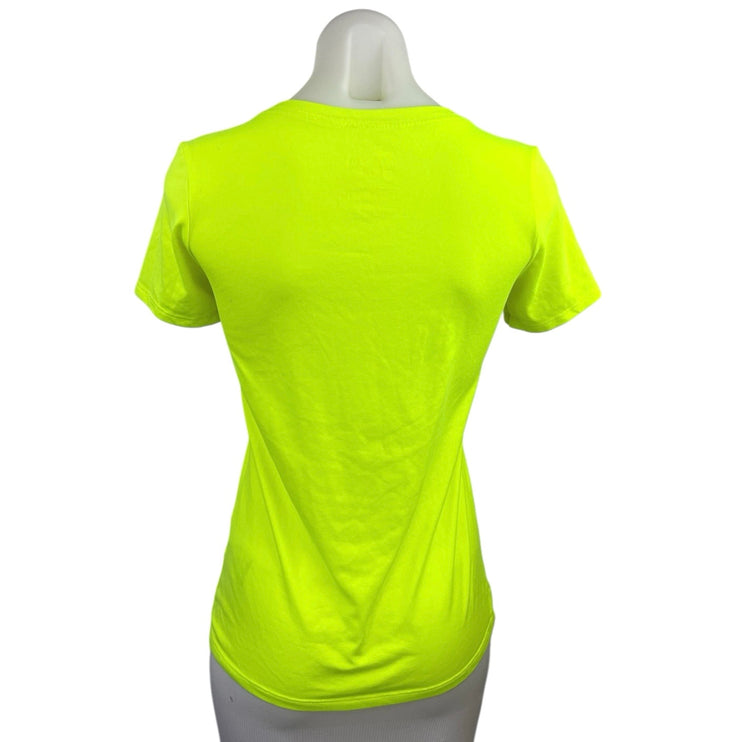 The Nike Tee Neon Green V Neck Short Sleeve Basic Athletic T Shirt Top Size S