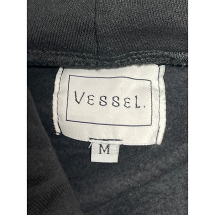 Vessel Unisex Black Embroidered Patchwork Long Sleeve Hoodie Sweatshirt Top Sz M