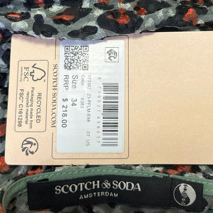 NEW Scotch & Soda Multicolor Leopard Mock Neck Long Sleeve Mini Sheath Dress 6