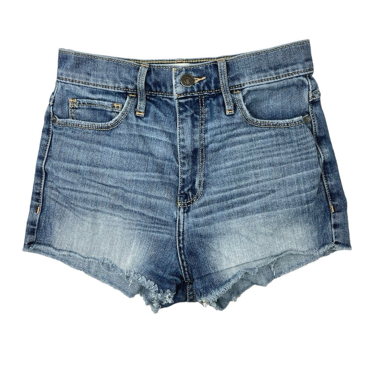 Abercrombie & Fitch Newyork Women's Blue High Rise Raw Hem Denim Mini Shorts 0