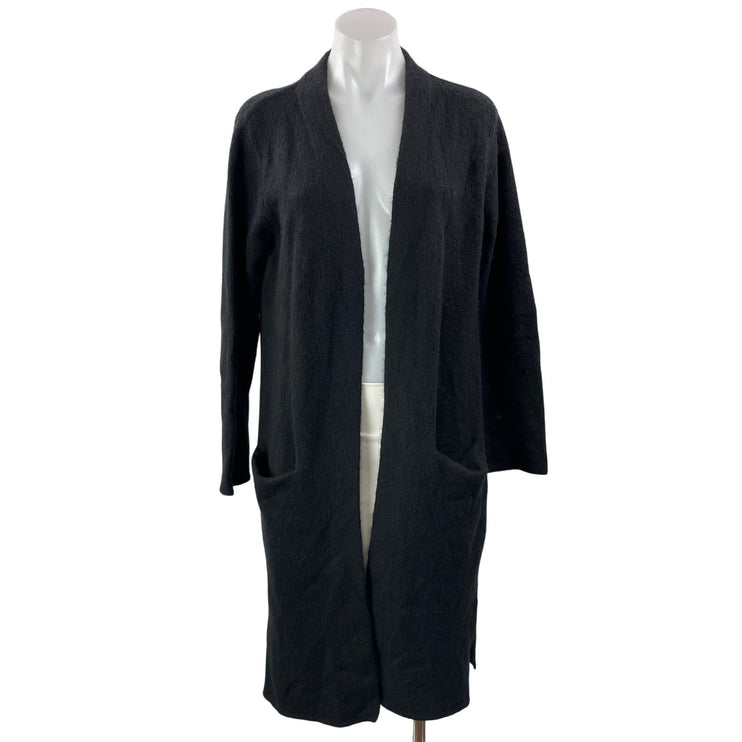 Kilte Black Cashmere Long Sleeve Pocket Open Long Cardigan Sweater Top Size 2