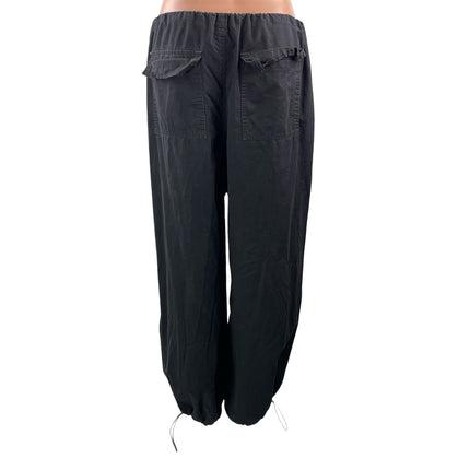 ONEDNA Women's Black High Rise Drawstring Relaxed Fit Parachute Trouser Pants S