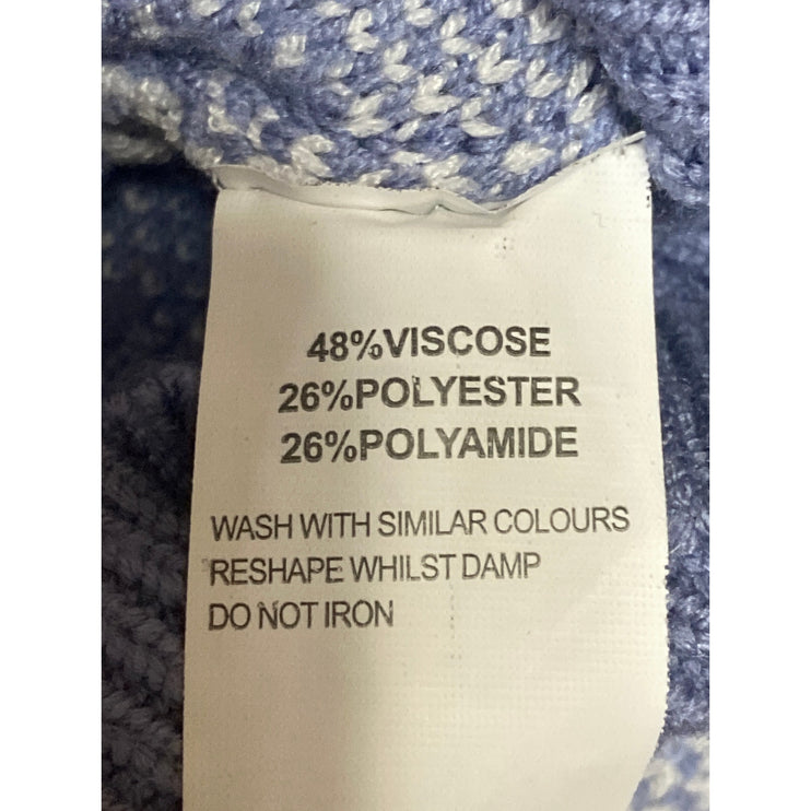 Lola May Women's Blue Gingham Check Long Sleeve Knit Cropped Sweater Top Size 8