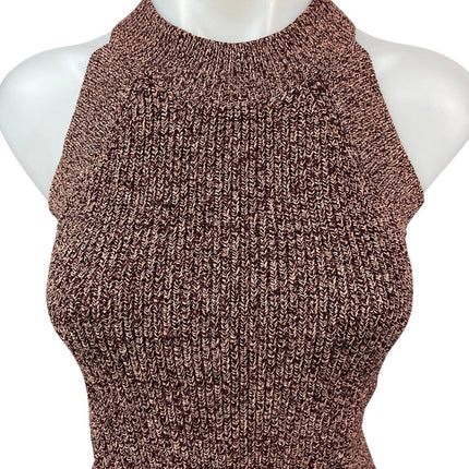 Aritzia Wilfred Brown Mock Neck Sleeveless Knitted Crop Sweater Tank Top Size XS