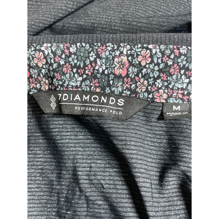7 Diamonds Performance Men's Gray Collared Short Sleeve Slim Polo Shirt Top Sz M