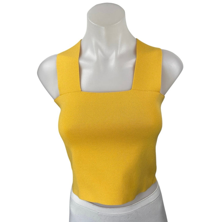 House of Harlow 1960 Yellow Sleeveless Knit Cami Camisole Tank Crop Top Size S