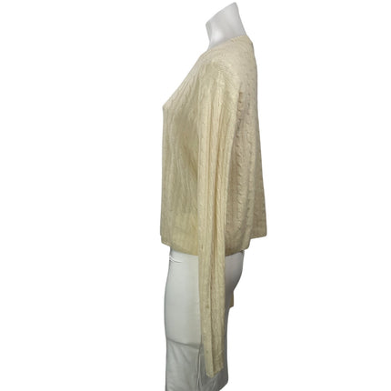 Sies Marjan Womens Cream Long Sleeve Cable Knit Crew Neck Pullover Sweater Top M