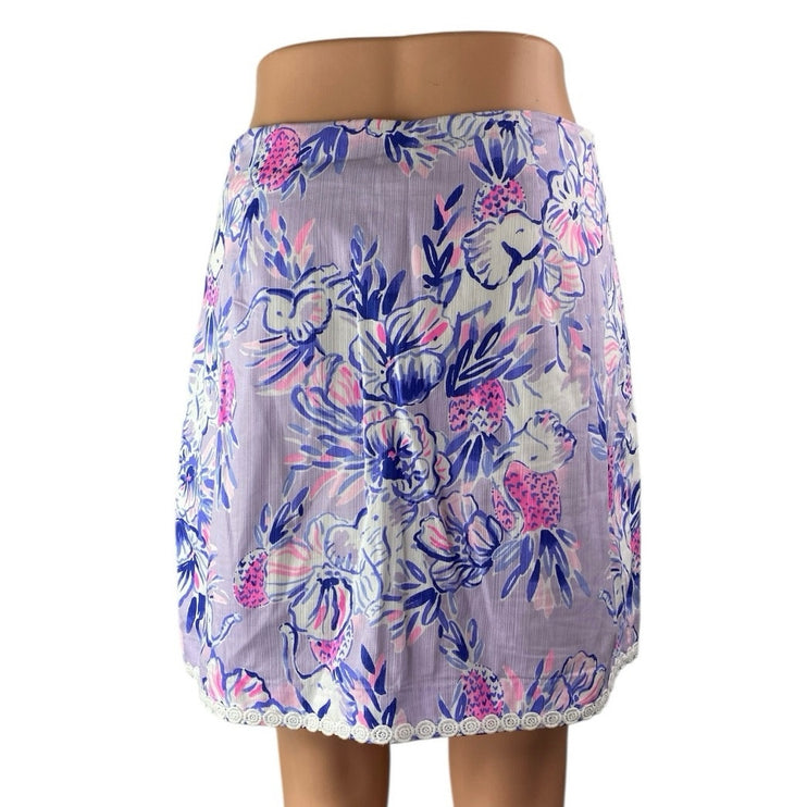 Lilly Pulitzer Patty Womens Purple Floral Mini A-line Short Skirt Skort Size 5