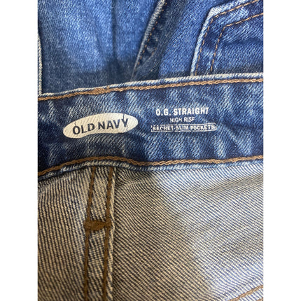 Old Navy  Blue High Rise Slim Boyfriend Classic Straight Mom Denim Jeans Pants 8