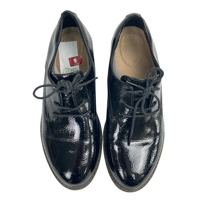 Clarks Airabell Tye Womens Black Patent Leather Lace-Up Platform Oxford Shoes 9