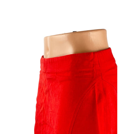 Zara Women's Bright Red High Waisted Zip Y2k Straight Pencil Mini Skirt Size M