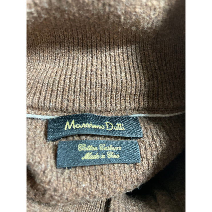 Massimo Dutti Men's Brown Cashmere 1/4 Zip Waffle Knit Long Sleeve Sweater Sz S