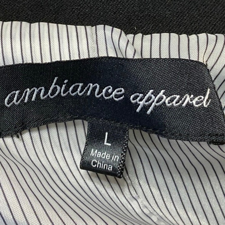 Ambiance Apparel Black Notch Collar Button Long Sleeve Blazer Coat Jacket Size L