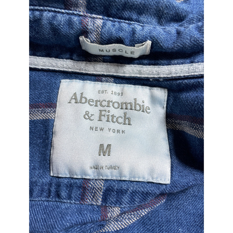 Abercrombie & Fitch Muscle Men's Blue Long Sleeve Button Down Shirt Top Size M