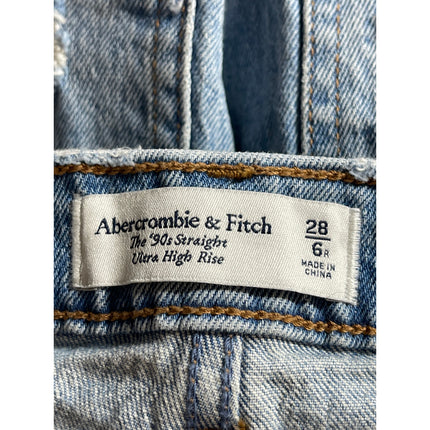 Abercrombie & Fitch The 90s Straight Ultra High Rise Blue Denim Jeans Size 28