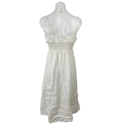 Aritzia Wilfred White 100% Linen Sleeveless Bustier Fit & Flare Midi Dress Sz M