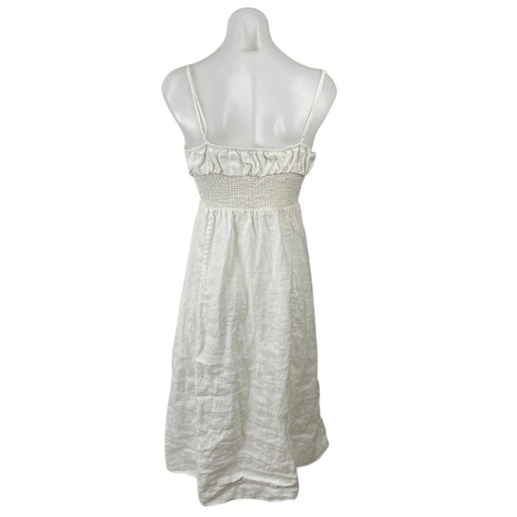 Aritzia Wilfred White 100% Linen Sleeveless Bustier Fit & Flare Midi Dress Sz M