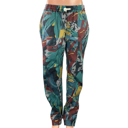 Imperial Motion Green Tropical Elastic Waist Tapered Trouser Jogger Pants Sz 34