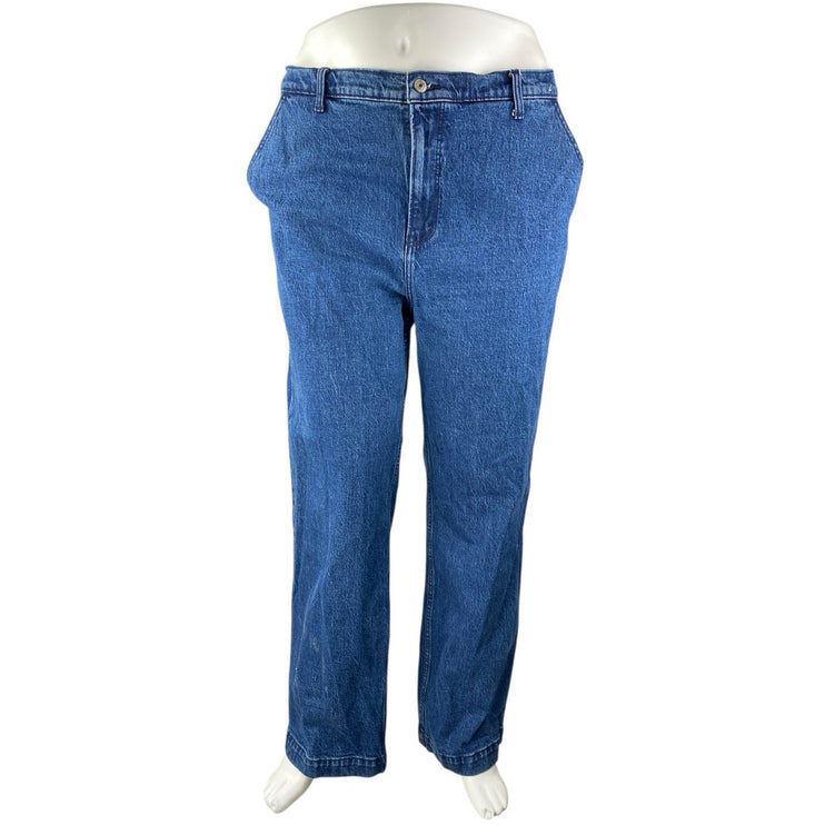 Abercrombie & Fitch The 90s Relaxed Blue High Rise Straight Denim Jeans Pants 35