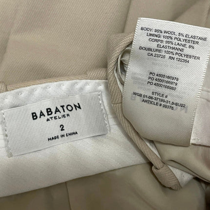 Aritzia Babaton Womens Beige High Waisted Wool Straight Trouser Dress Pants Sz 2