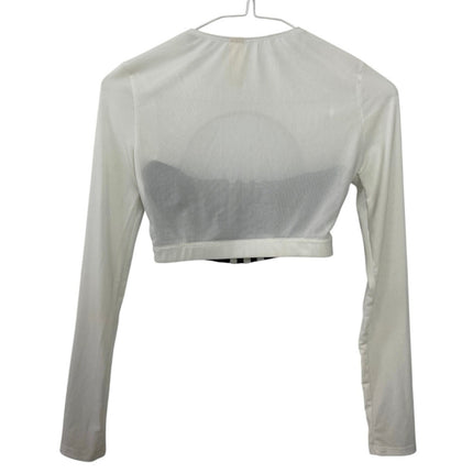 Frankie Collective Rework Adidas Mesh Long Sleeve Cut Out Tee Crop Top Size XS