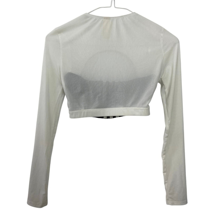 Frankie Collective Rework Adidas Mesh Long Sleeve Cut Out Tee Crop Top Size XS