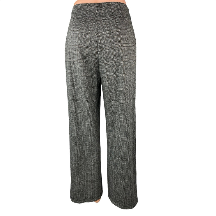 Max Studio Women's Gray Plaid Check Tweed Wide Leg High Waist Trousers Pants S