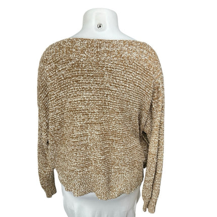 Madewell Women's Brown Knit Long Sleeve Boat Neck Crop Sweater Top Size XXL
