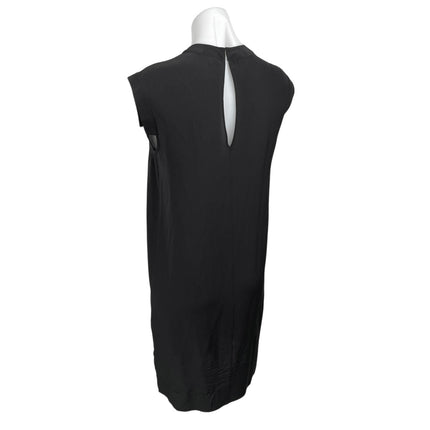 AllSaints Black 100% Silk Short Cap Sleeve Mock Neck Mini Shift Dress Size 4