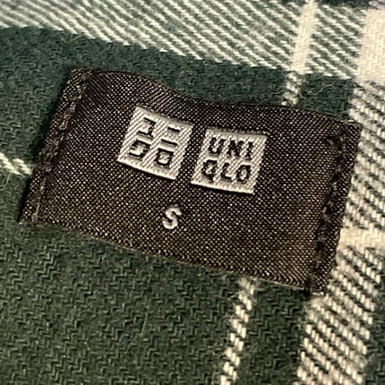 Uniqlo Womens Green Plaid Flannel Check Long Sleeve Button Down Shirt Top Size S