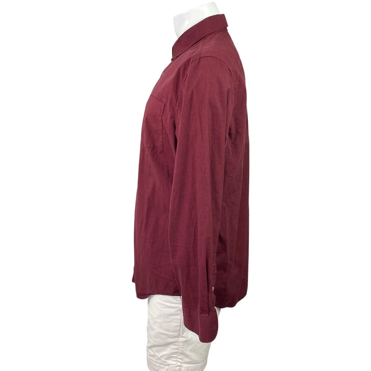 Banana Republic Men Red Camden Standard Oxford Long Sleeve Button Up Shirt Top L
