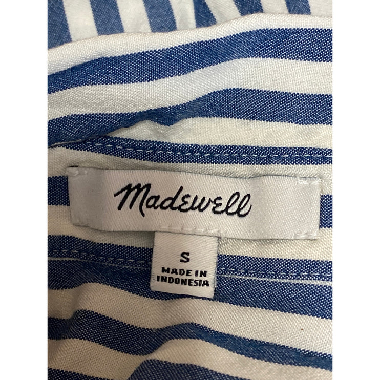 Madewell Hilltop Stripes Collared Short Sleeve Button Up Crop Shirt Blouse Top S