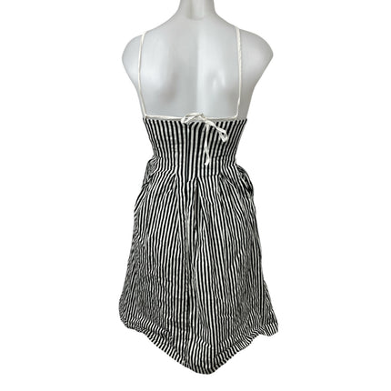 Lucca Black White Striped Sleeveless Cami Camisole Mini Tank A-Line Dress Sz XS