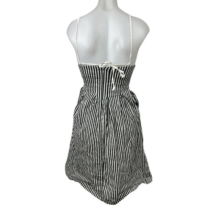 Lucca Black White Striped Sleeveless Cami Camisole Mini Tank A-Line Dress Sz XS