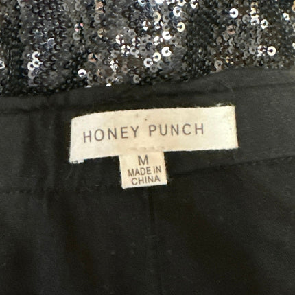 Honey Punch Black Sequin Sparkle High Waisted Skinny Leg Trousers Pants Size M