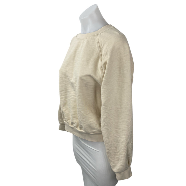 Madewell MWL Women's Cream Beige Terry Long Sleeve Crew Neck Sweatshirt Top Sz M