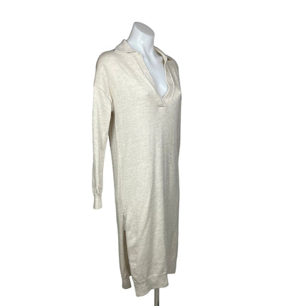 Aritzia Wilfred NWOT Cream White Knit Deep V Collared Midi Sweater Dress 2xS