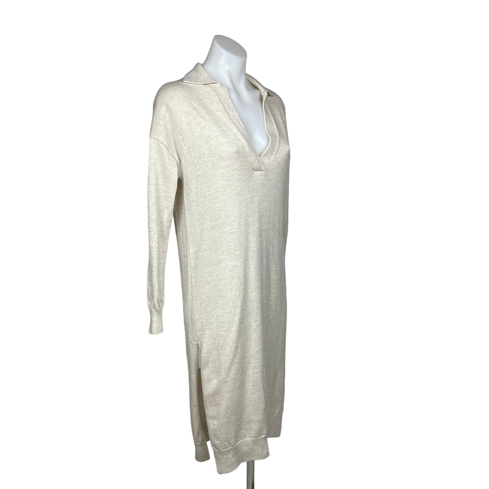 Aritzia Wilfred NWOT Cream White Knit Deep V Collared Midi Sweater Dress 2xS Aritzia Wilfred NWOT Cream White Knit Deep V Collared Midi Sweater Dress 2xS