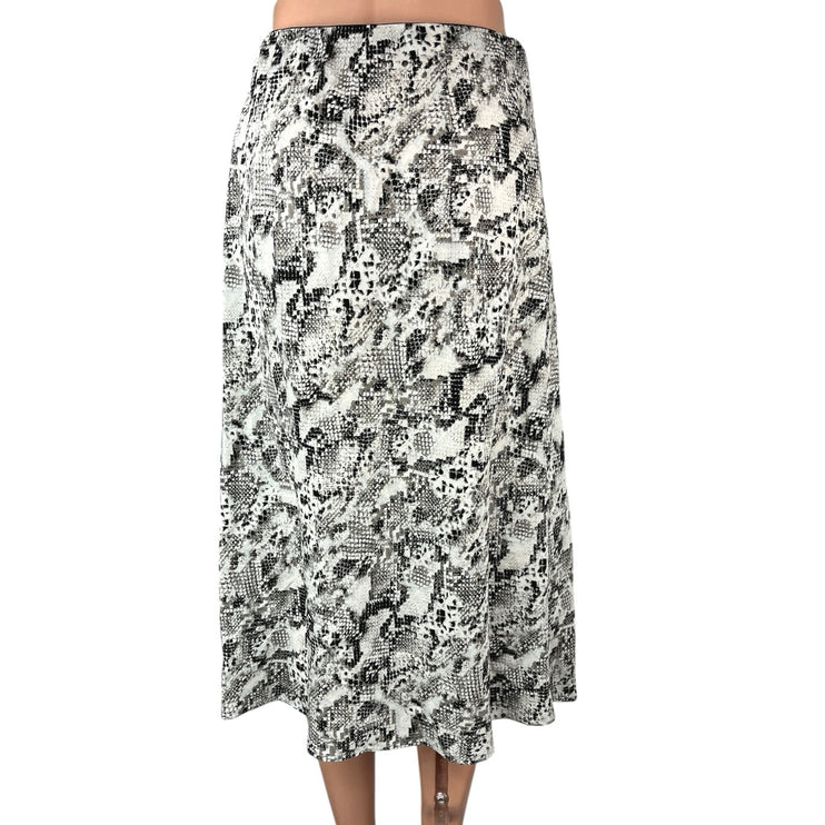 Sanctuary Black White Snakeskin Snake Animal Print Pull On Midi A-line Skirt S