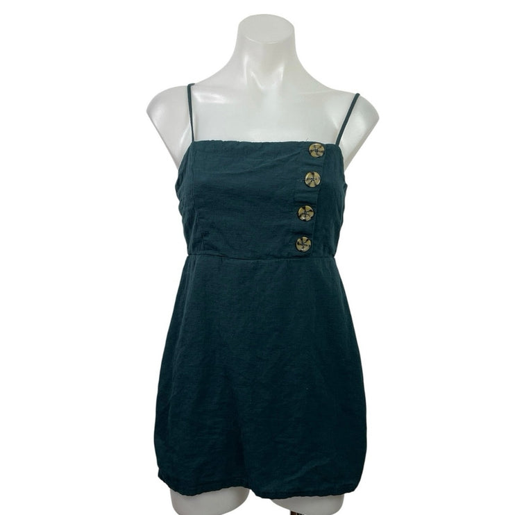 Honey Belle Sleeveless Button Up Mini Cami Tank Flare A-Line Romper Sun Dress S